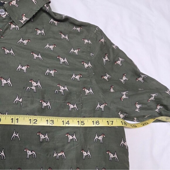 J. Crew Green Blouse with Dog Print - Picture 10 of 12